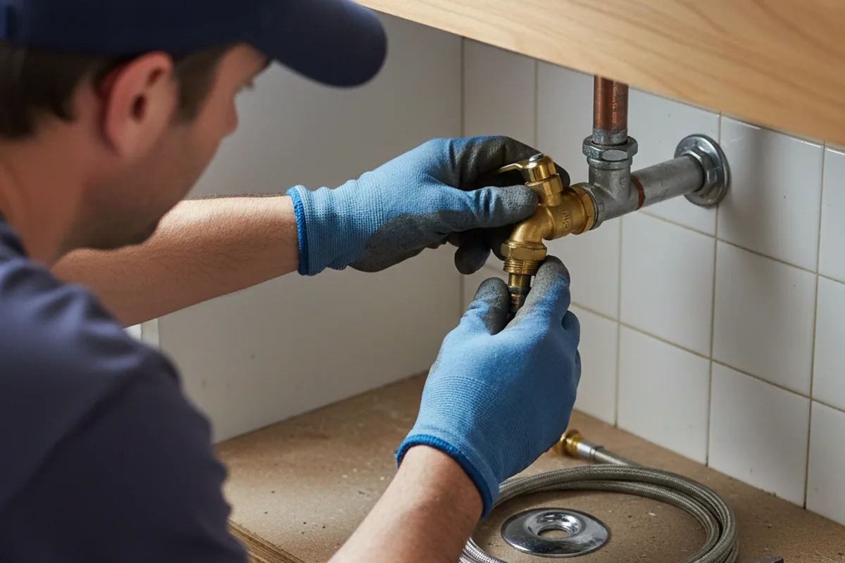 Shutoff valve and fitting work during Faucet and Fixture Repair in New Plymouth